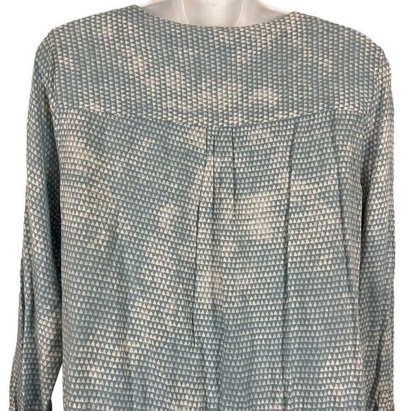 Lou & Grey Womens Blue Button Down Drawstring Waist Roll Tab Sleeve Dress Small - Picture 11 of 14